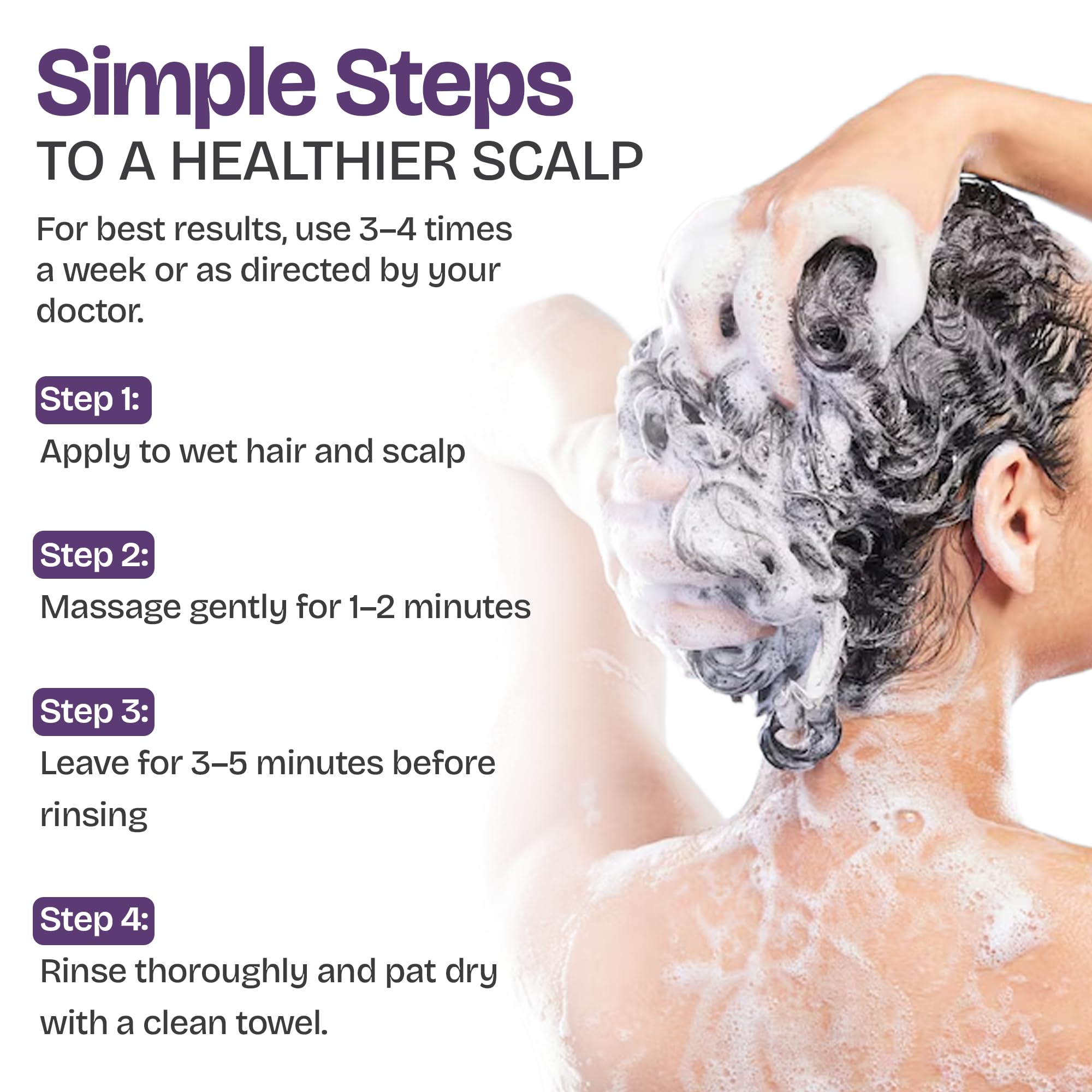 Shailee psoriasis shampoo hair and scalp closeup shows flake-free, healthy-looking scalp.