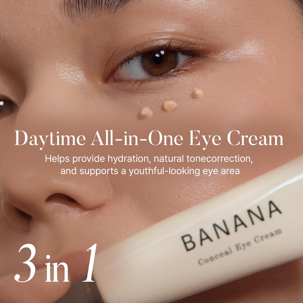 shaishaishai BANANA Conceal Cream swatch demonstrates sheer pigment for brightening under-eye coverage.