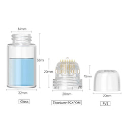 Shake Beauty Hydra Needle Derma Stamp shows portable 5ml glass bottle for serum delivery.