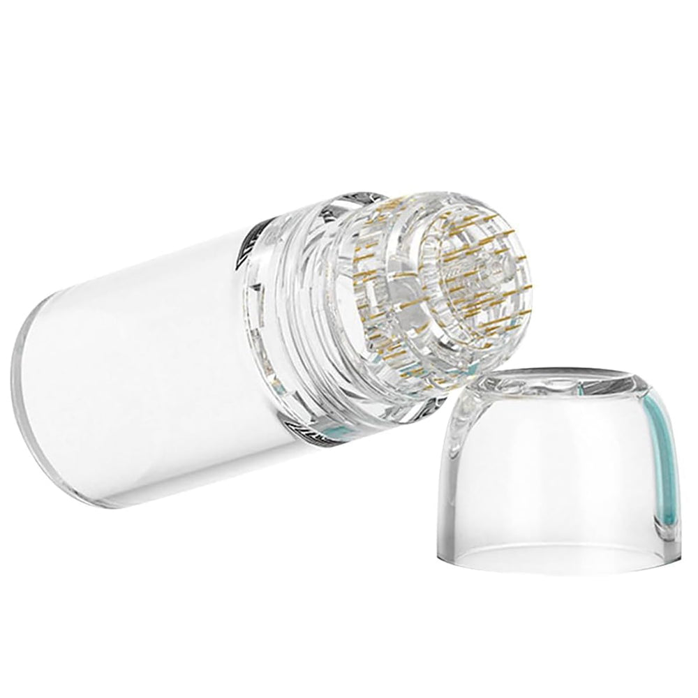 Shake Beauty Hydra Needle Derma Stamp detail highlights 20 titanium needles for gentle micro-needling.