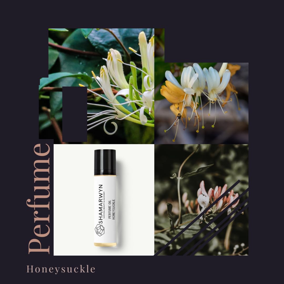 shamarwyn Honeysuckle Perfume Oil packaging underscores natural ingredients and clean composition