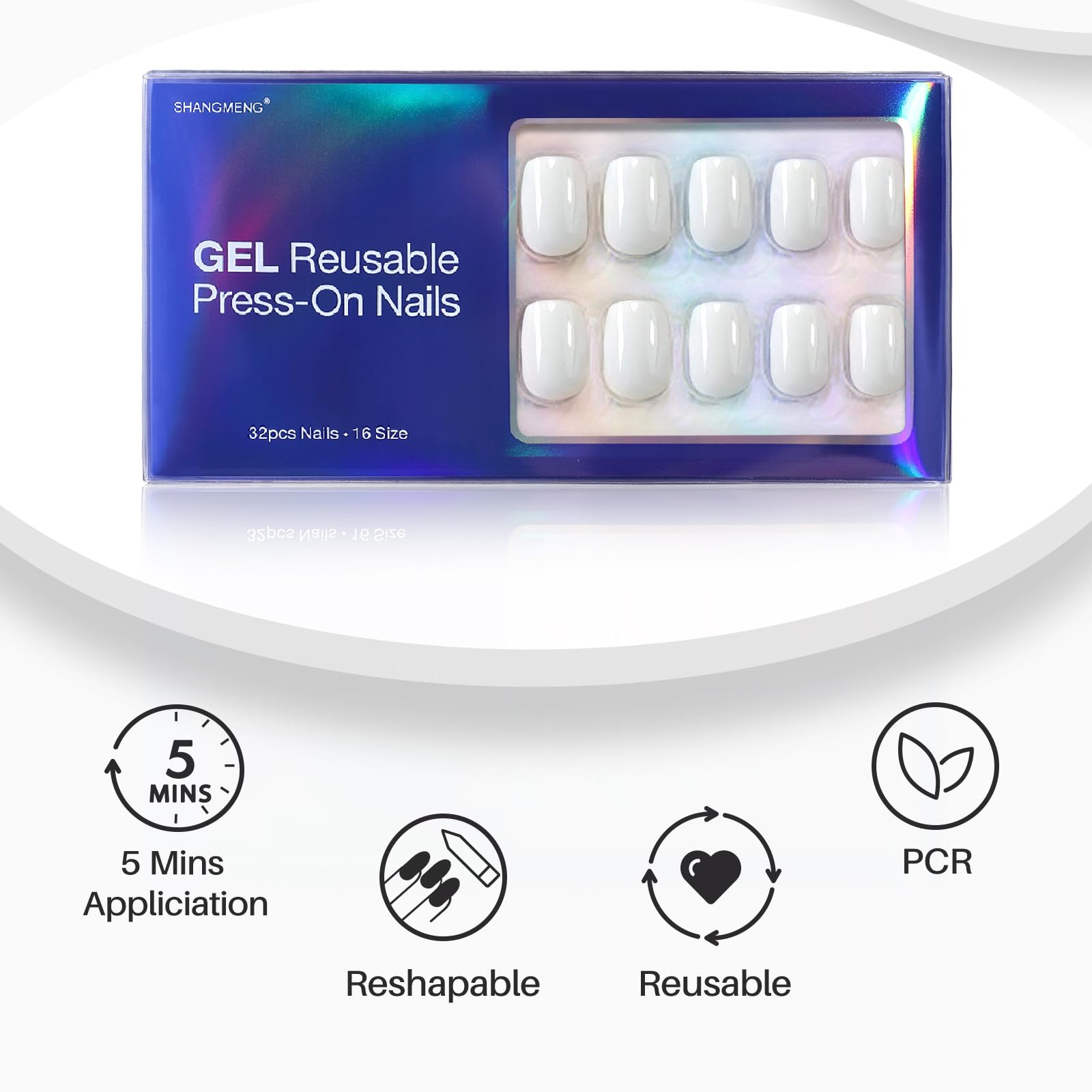 ShangMeng nail glue and adhesive tabs included for versatile wear