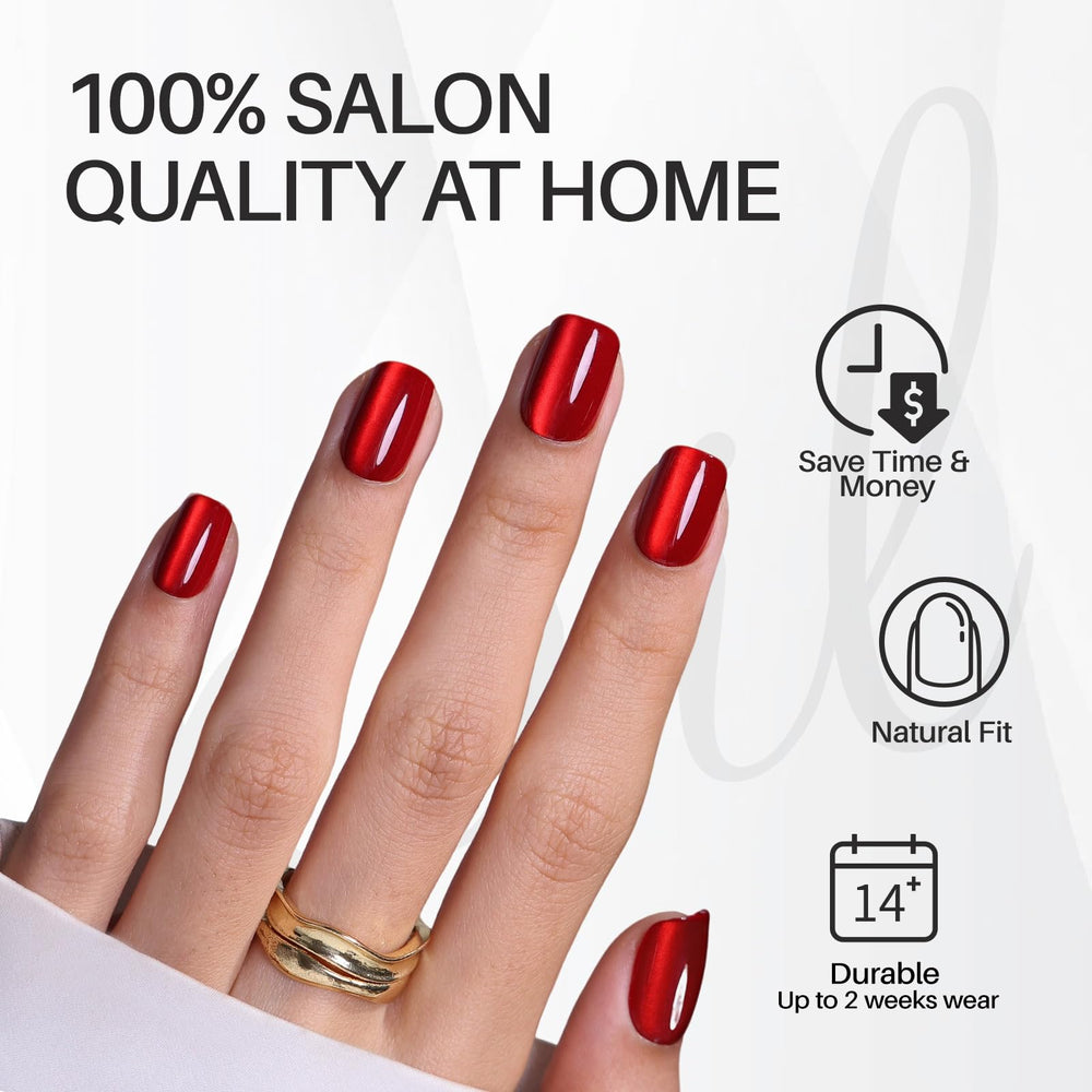 ShangMeng short square cat eye nails applied demonstrating quick salon-like 5-minute transformation.