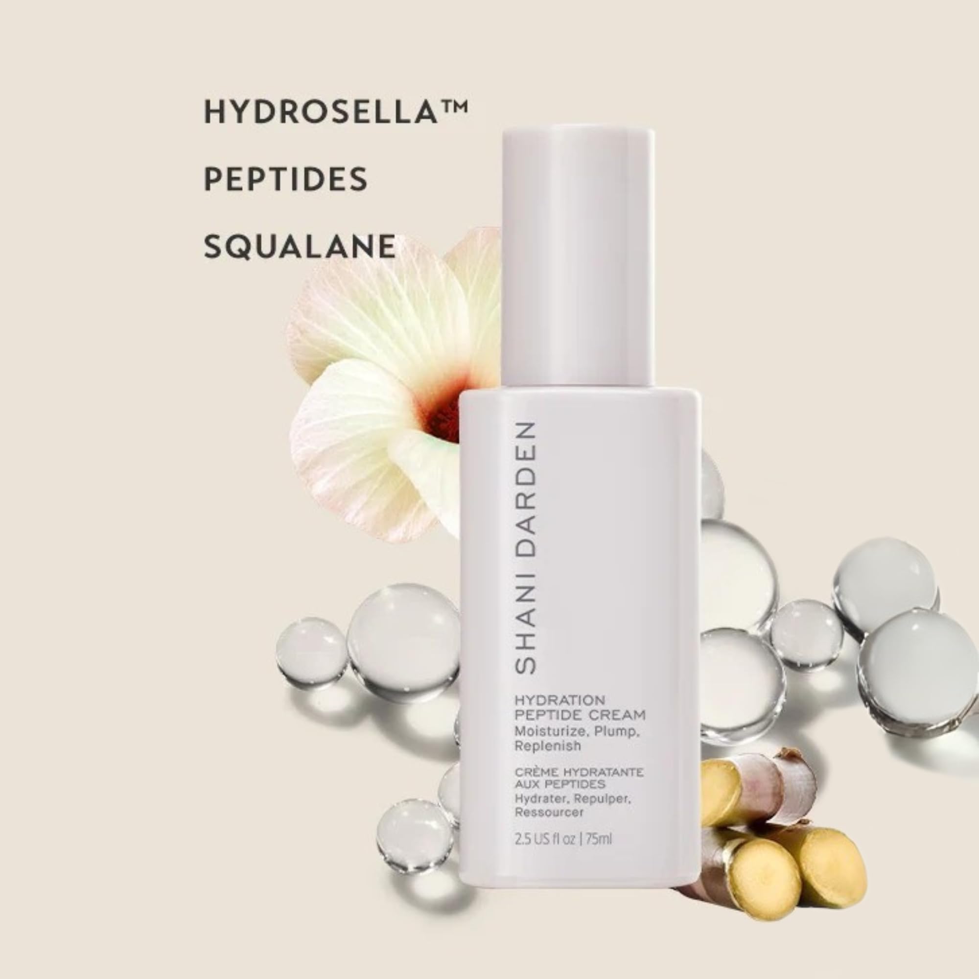 Shani Darden peptides plumping action close-up suggests boosted hydration and subtle fullness.