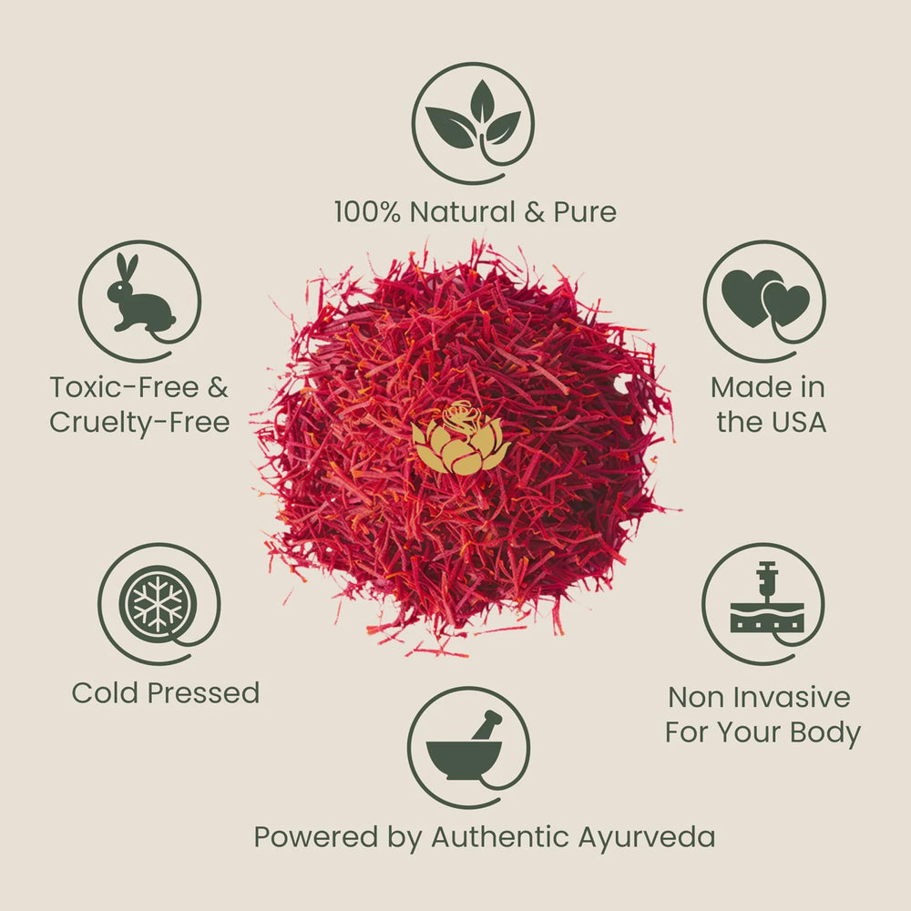 Shankara Kumkumadi Oil flower blend closeup displays lotus and turmeric richness.
