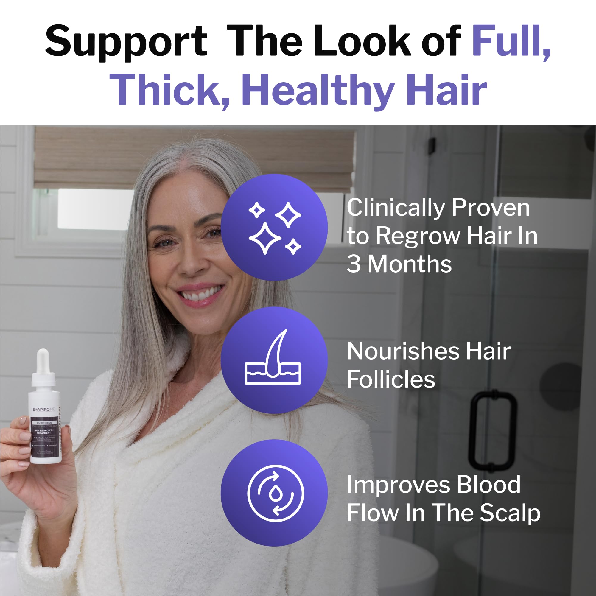 Shapiro MD Minoxidil 2% bottle with label highlighting dermatologist-backed formula