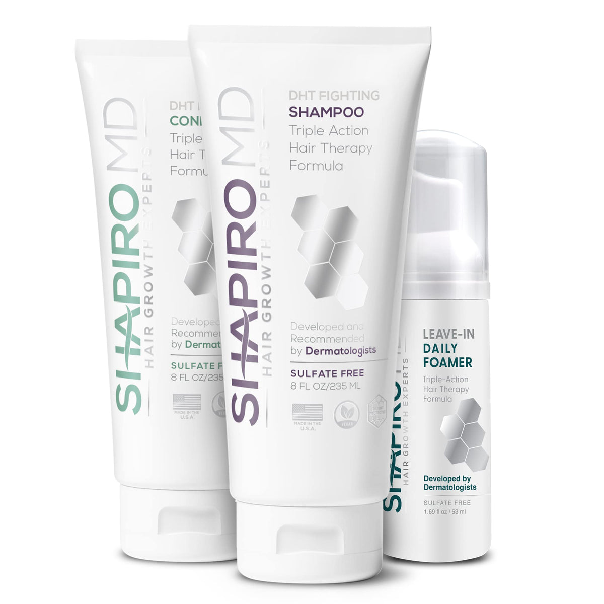 Shapiro MD Natural Hair Kit shampoo bottle for refreshing scalp cleanse toward fuller-looking hair