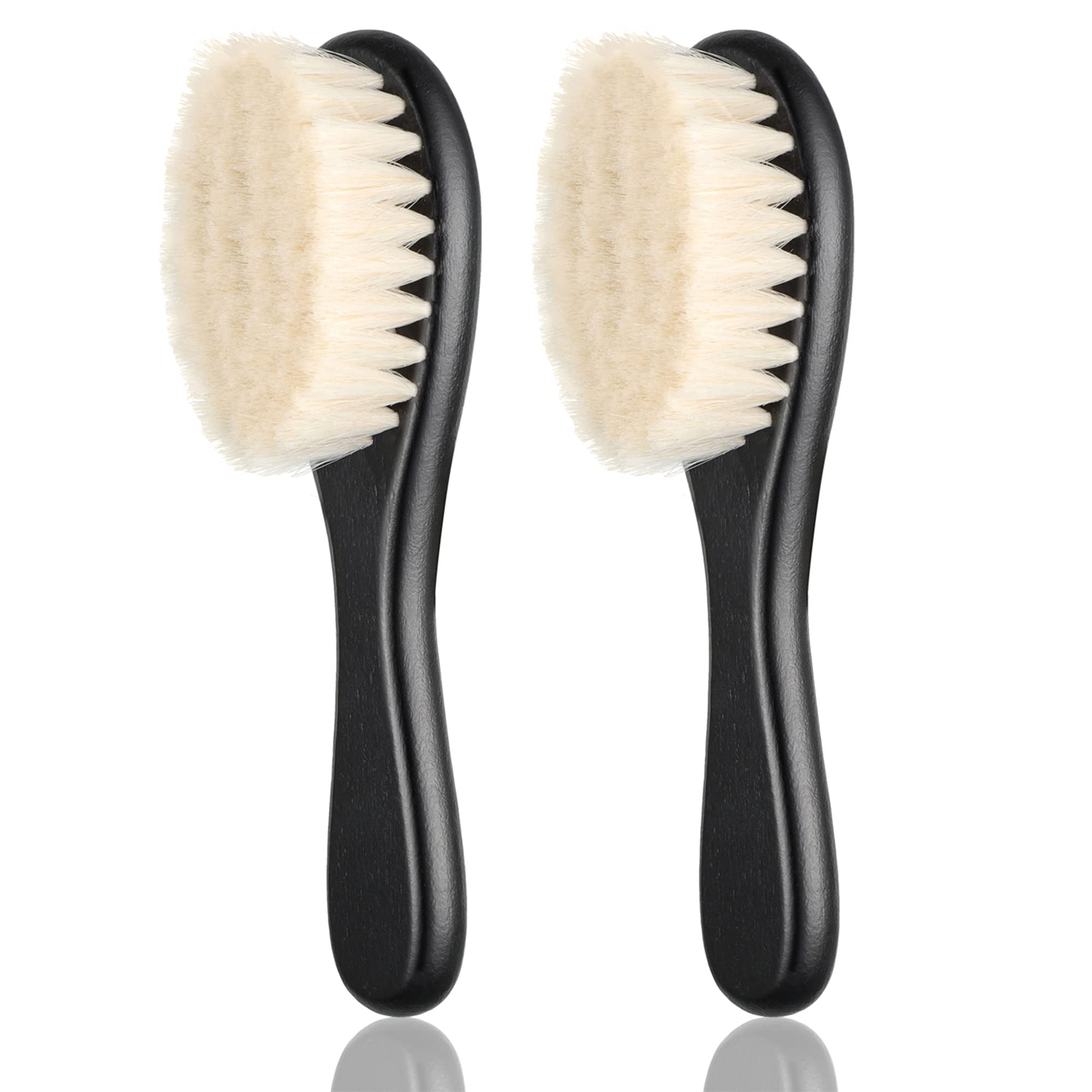 Shappy barber fade brush closeup with wooden handle for precise grooming.