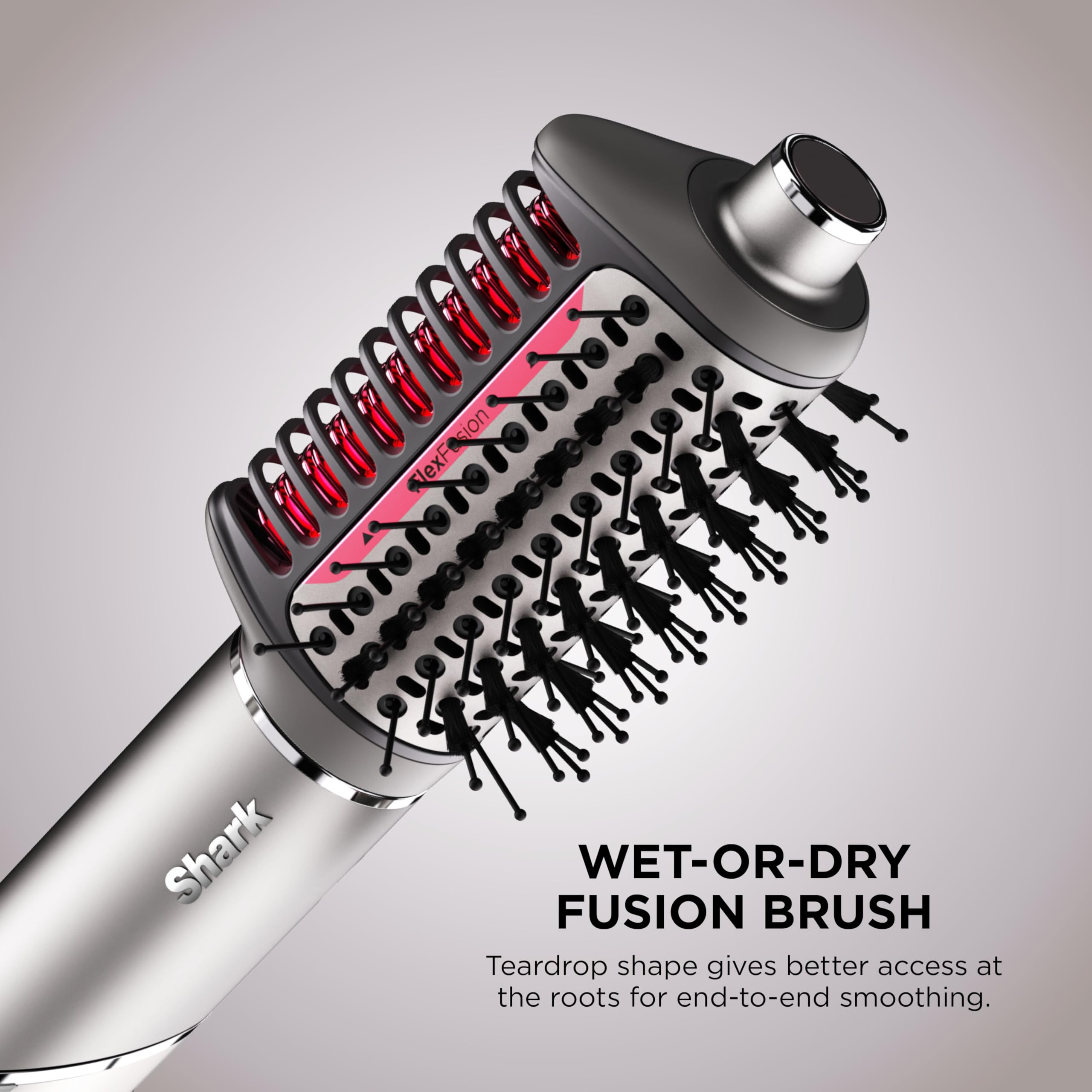 Shark FlexFusion FrizzFighter finishing tool smooths flyaways for shine.