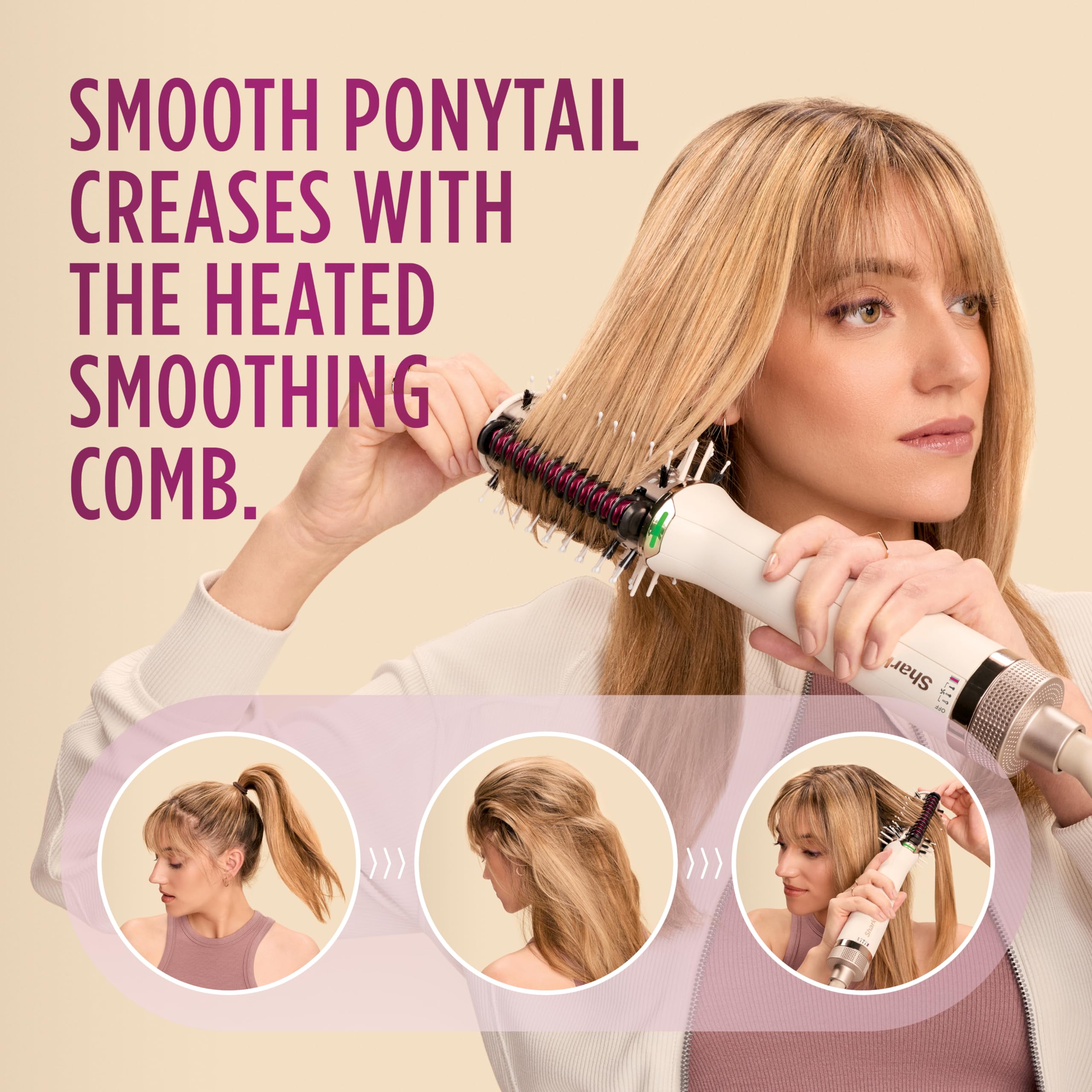 Shark SmoothStyle works on all hair types from straight to curly.