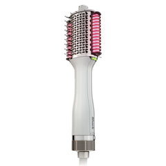 Shark SmoothStyle heated comb demonstrates precise smoothing for frizz control.