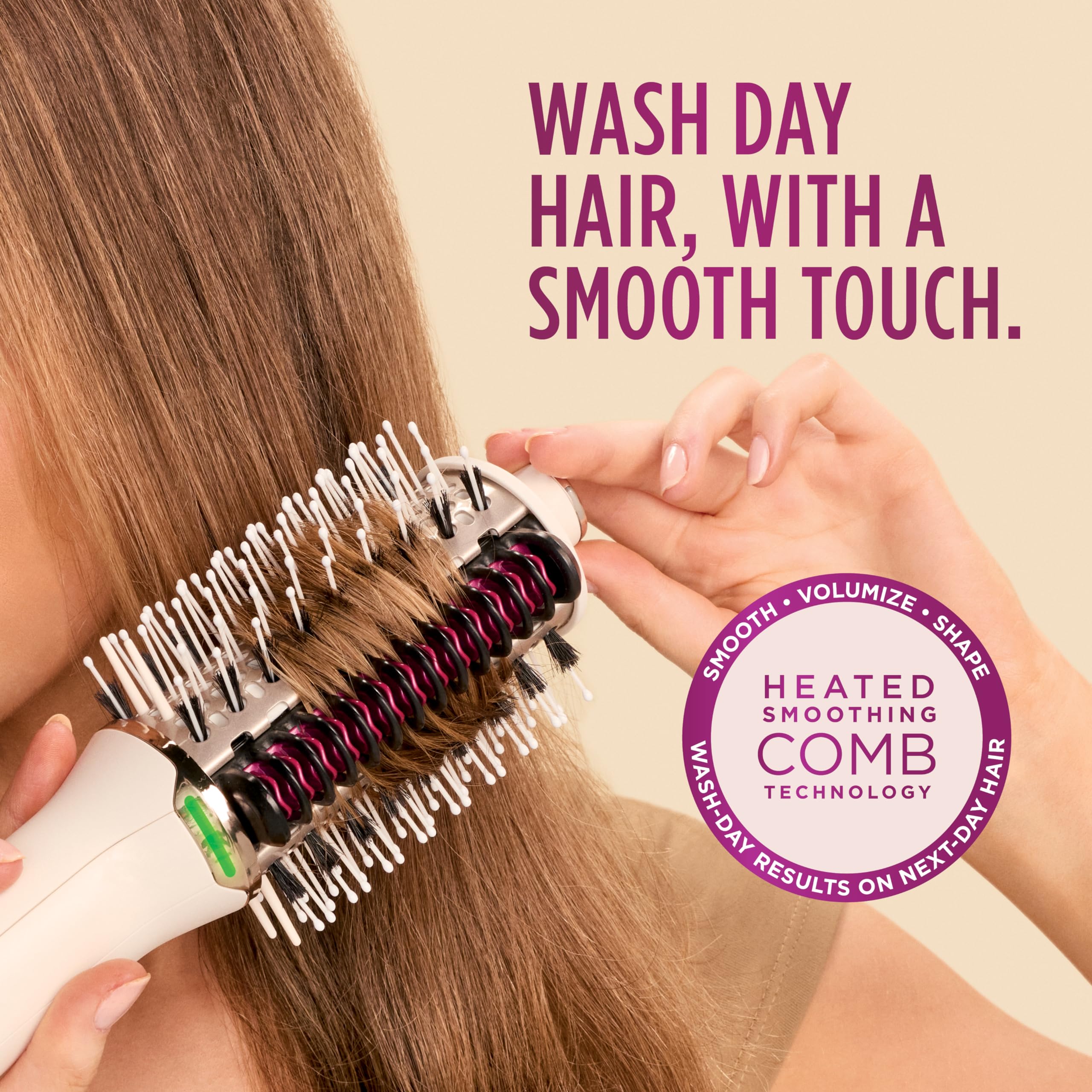 Shark SmoothStyle wet-to-dry mode shows damage-free volumizing results.