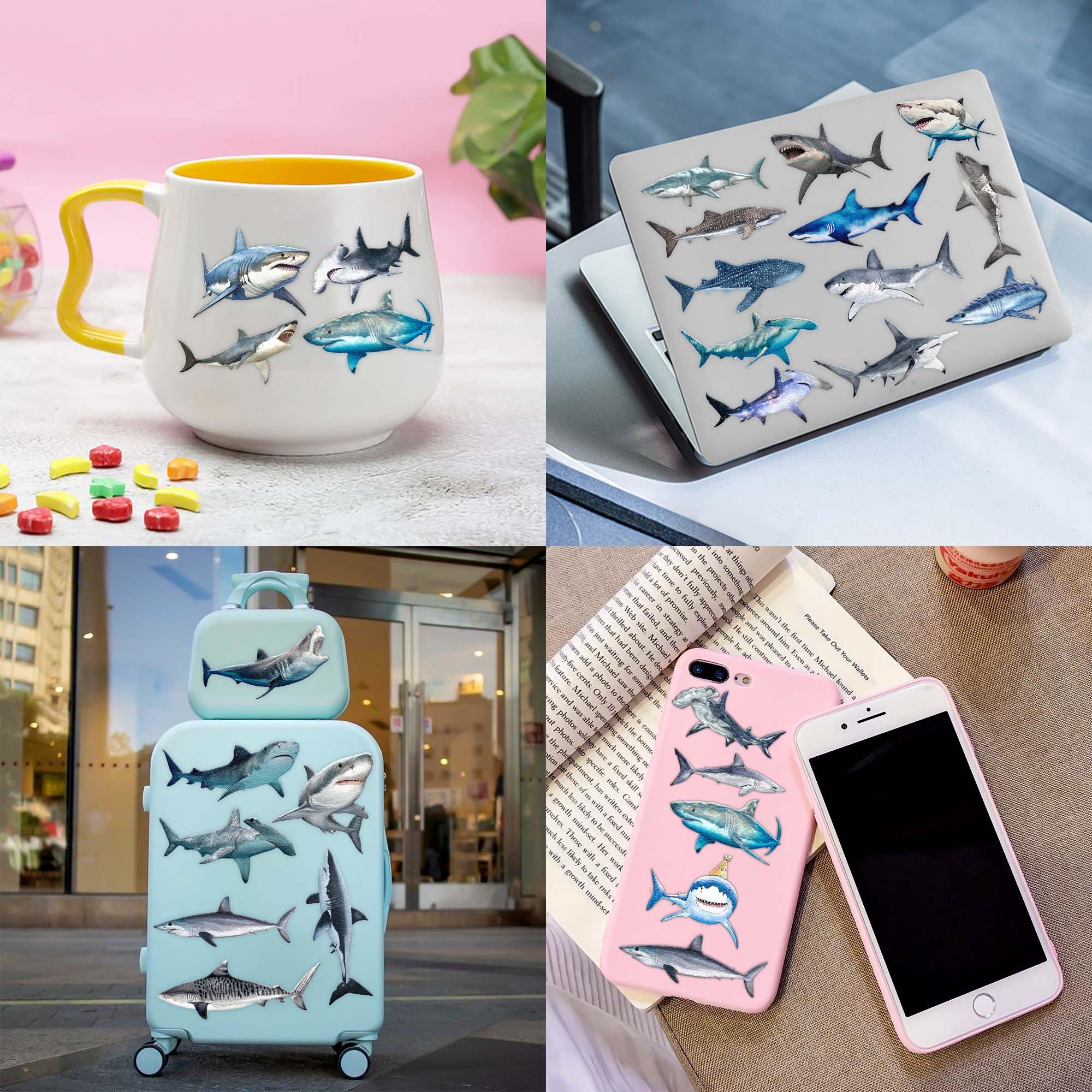 Shark Tattoos suitable for skin applications and other surfaces