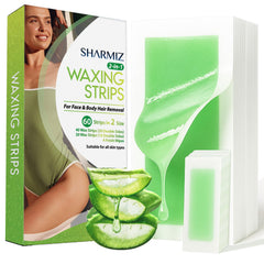 Sharmiz Wax Strips Kit packaging demonstrates an at-home waxing solution for salon-like results.