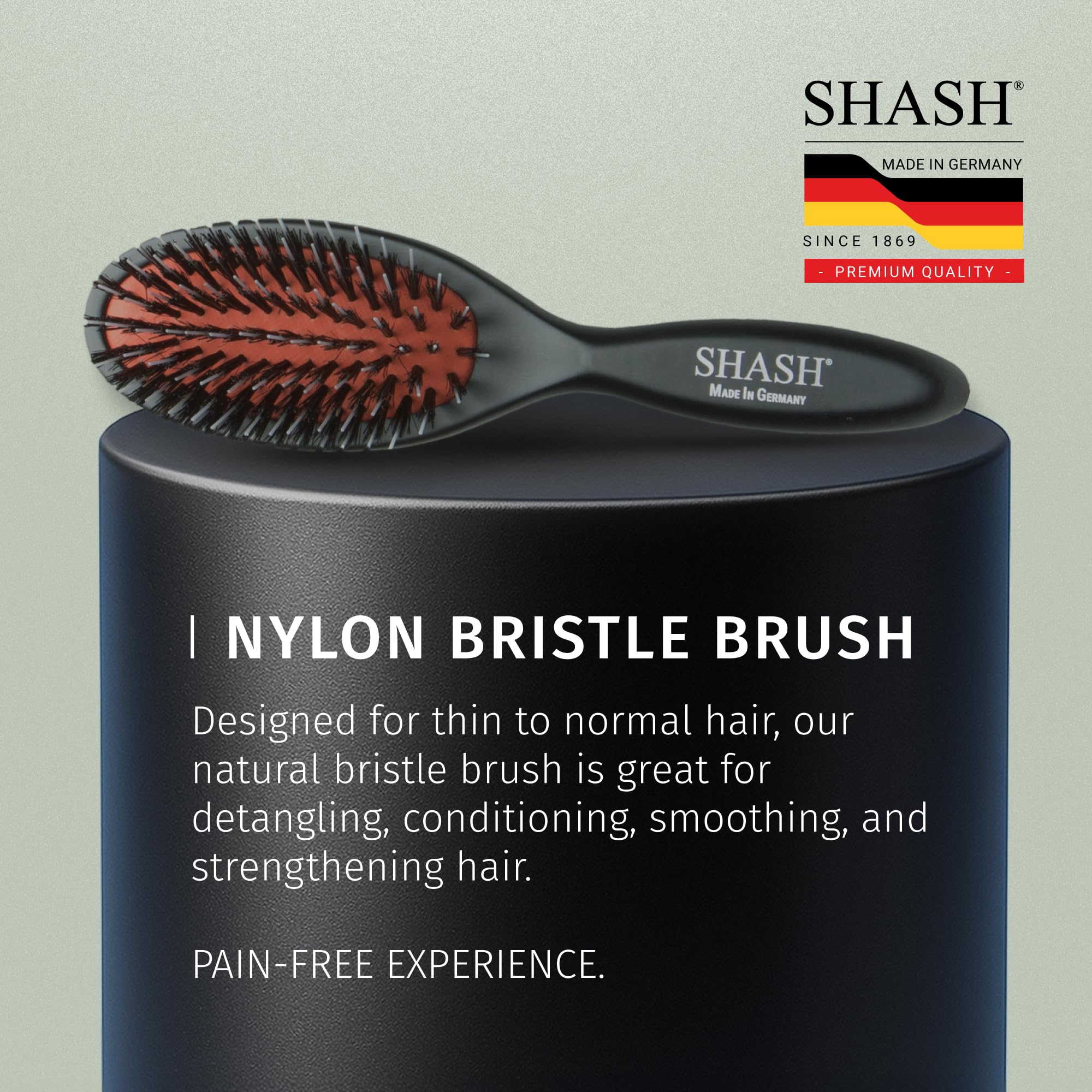 SHASH brush on damp hair minimizes damage during detangling.