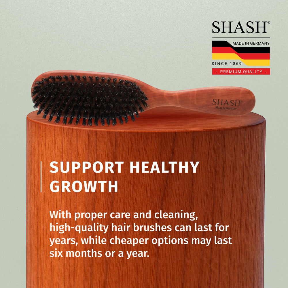 SHASH Classic boar bristle brush bristles closeup highlights natural bristle fibers for polished finish.
