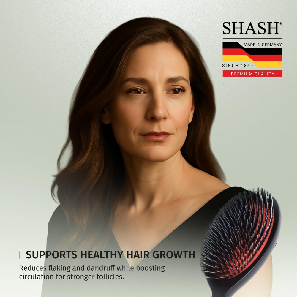SHASH gentle-detangling for damp hair with careful brush use