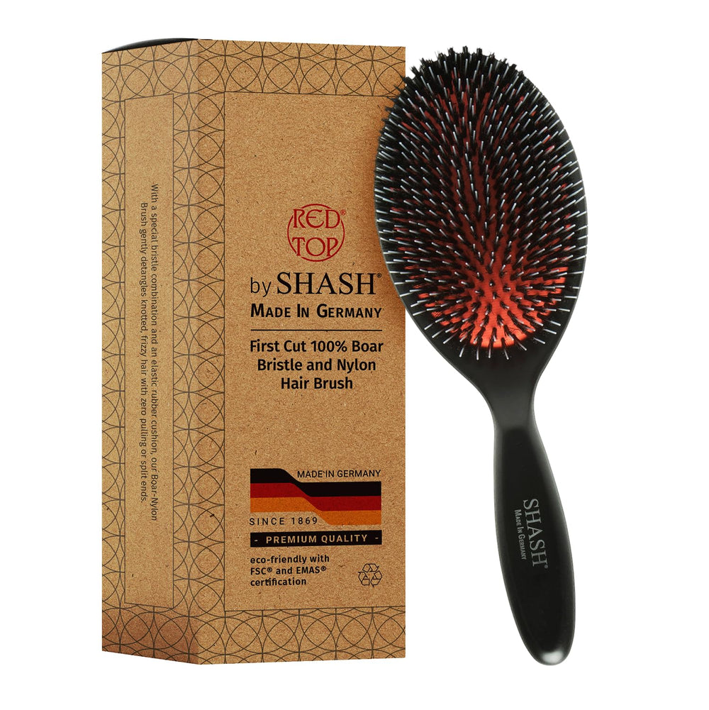 SHASH since-1869 handmade germany brush front view demonstrates craftsmanship and gentle detangling
