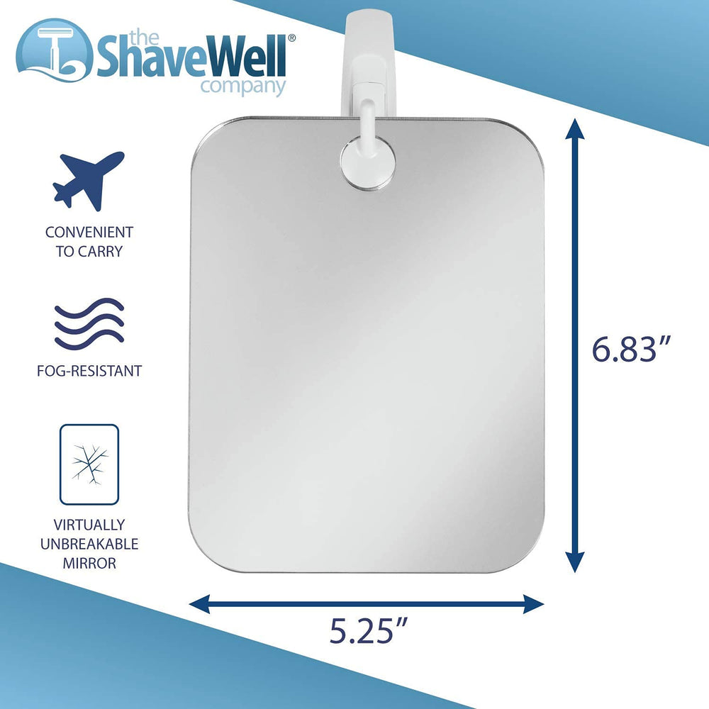 Close-up of Shave Well Deluxe fogless surface remains clear after a warm shower.