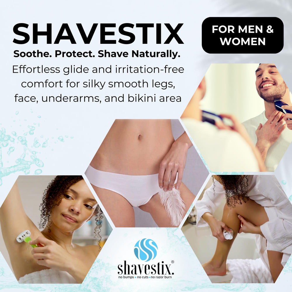 Shavestix compact roll-on packaging shown to prevent leaks and mess.