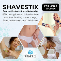 Shavestix compact roll-on packaging shown to prevent leaks and mess.