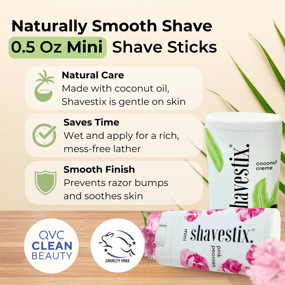 Shavestix travel shaving cream stick Pink Peonies with a soft floral scent and smooth glide.