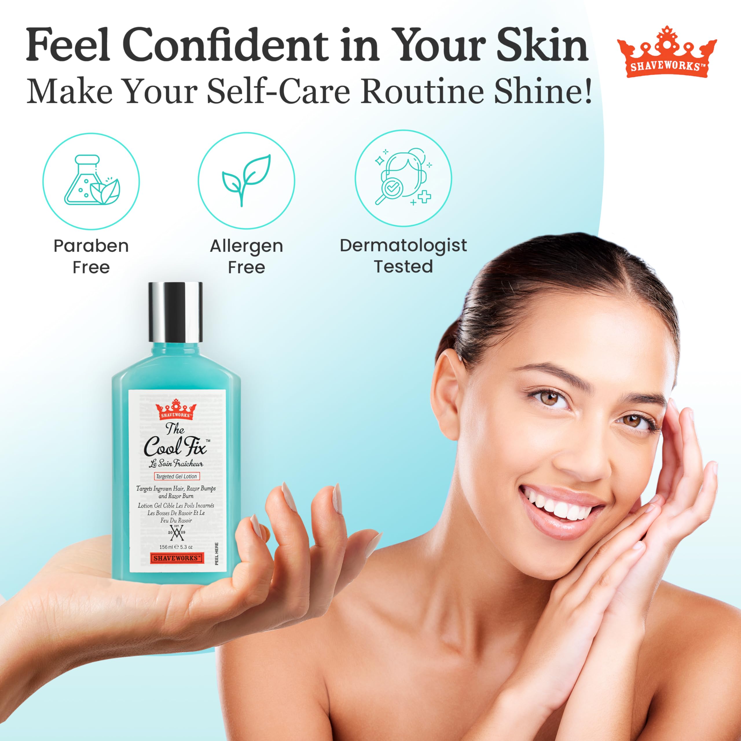 Shaveworks The Cool Fix is dermatologist-tested and paraben-free for sensitive skin