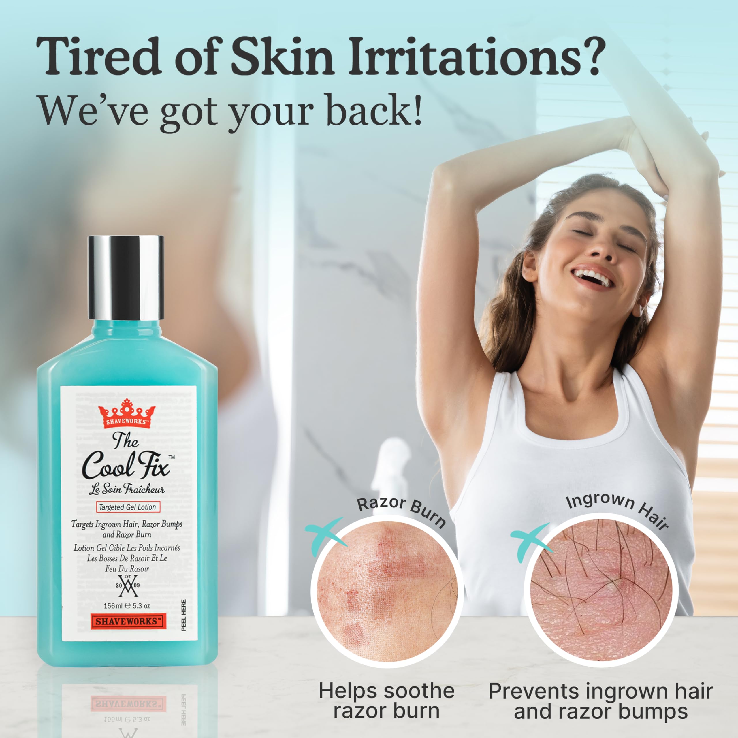 Shaveworks The Cool Fix gel being applied for instant soothing