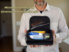 Shcnlery Dopp Kit water-resistant PU leather close-up protects contents from splashes