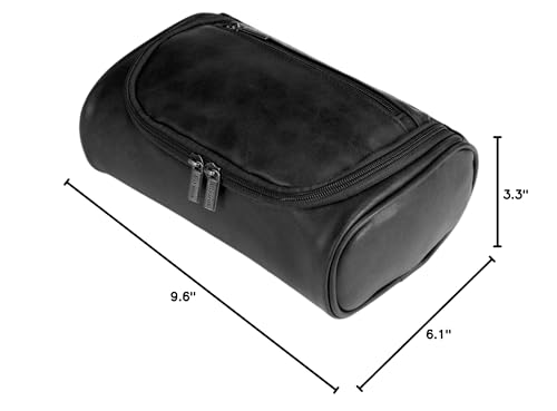 Shcnlery toiletry bag interior elastic straps secure bottles upright for neat packing