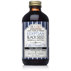 Shea Terra Egyptian Black Seed Oil bottle for skin hydration and hair nourishment