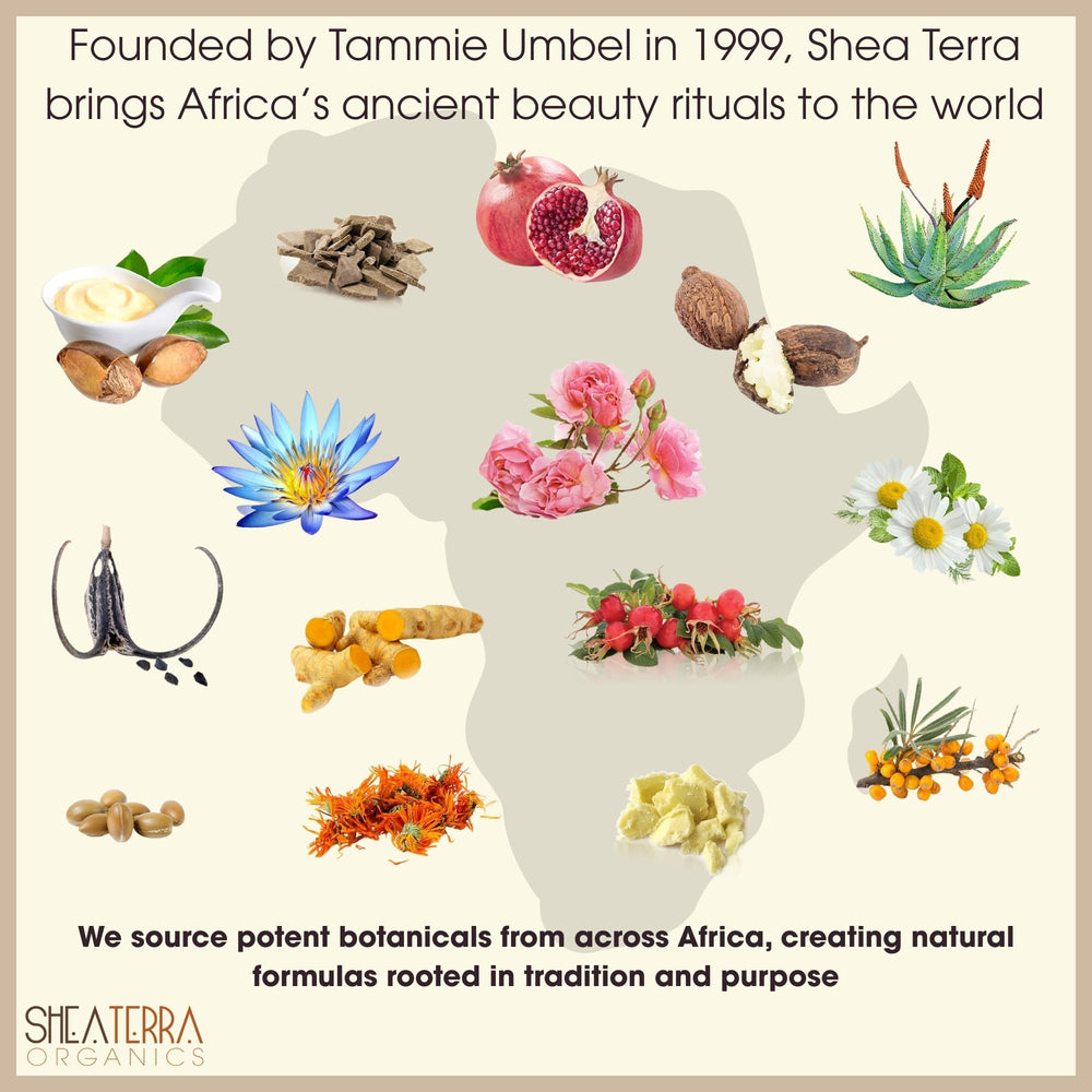 Shea Terra Egyptian Black Seed Oil pour showing versatile everyday use