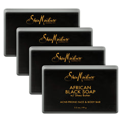 SheaMoisture African Black Soap Bar packaging highlights paraben-free cleansing for oily skin.