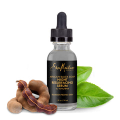 SheaMoisture African Black Soap clarifying action visual with skin care benefits.