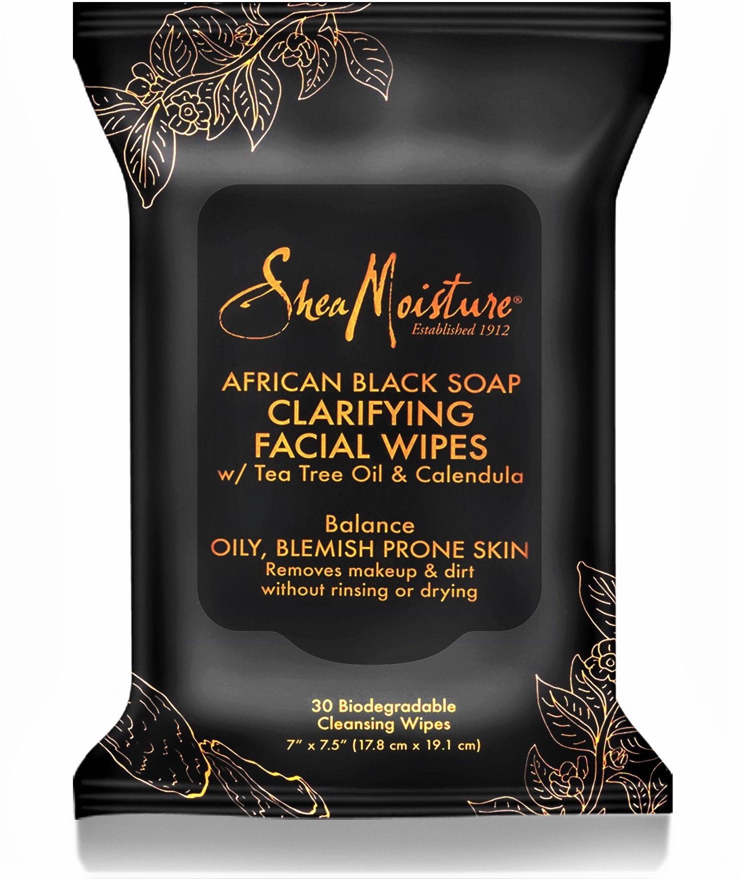 SheaMoisture African Black Soap Clarifying Wipes pack for on-the-go cleansing and oil balance