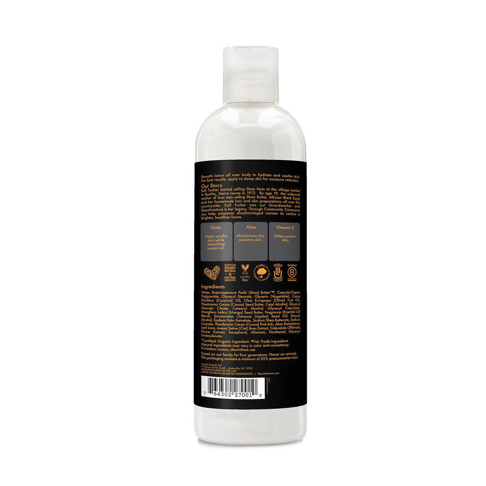 Front packaging of SheaMoisture African Black Soap Lotion.