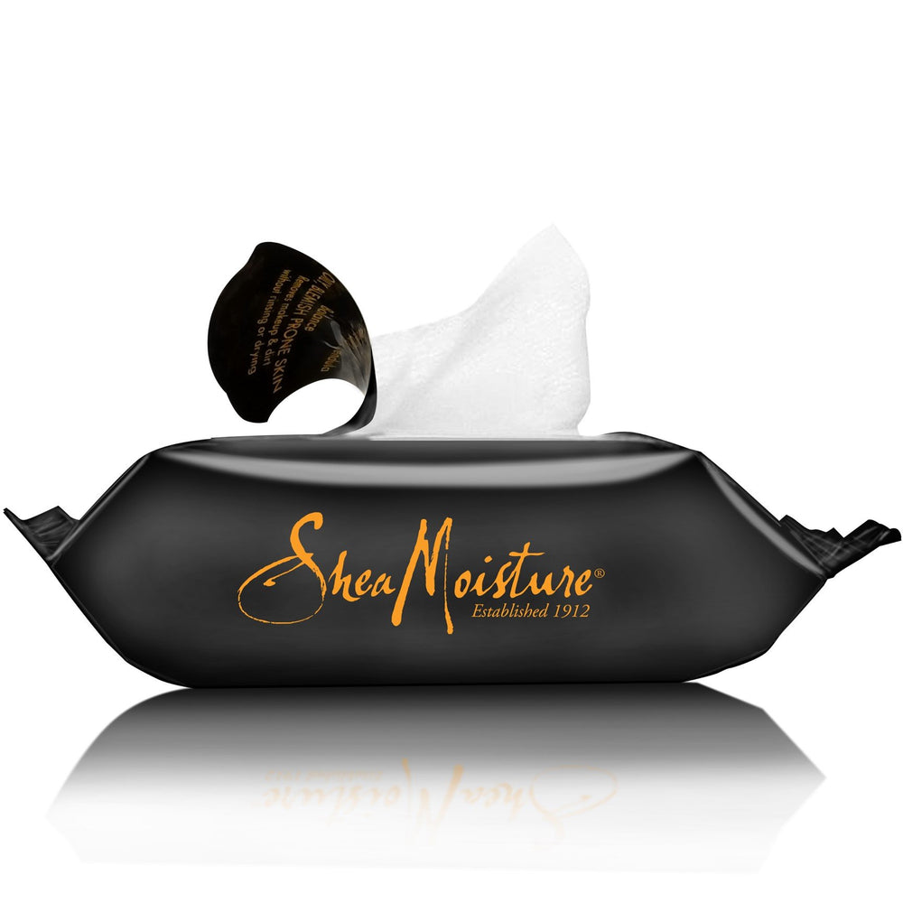 SheaMoisture African Black Soap Tea Tree Oil wipes highlighting purifying tea tree oil benefits