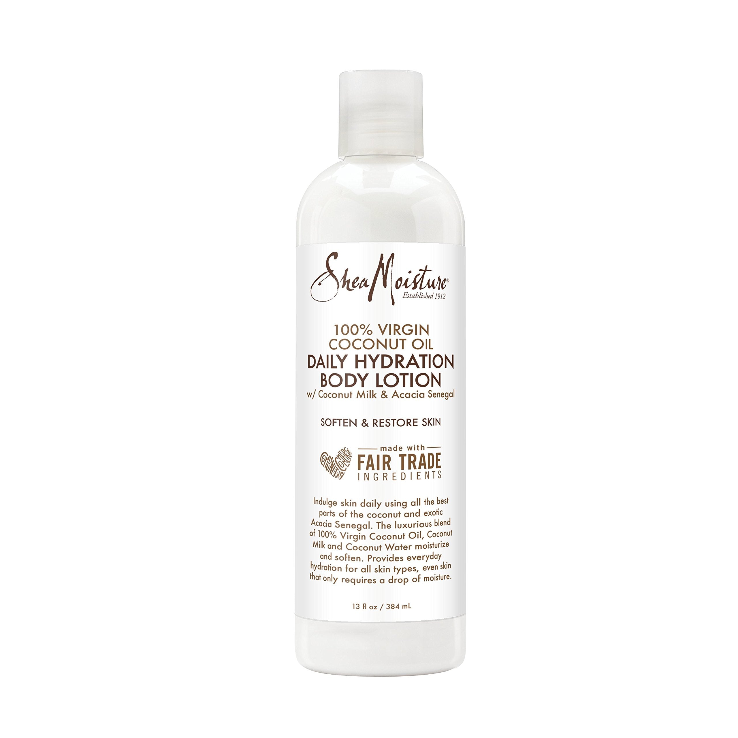SheaMoisture after-bath-use lotion-application image showcases quick skin-softening routine.
