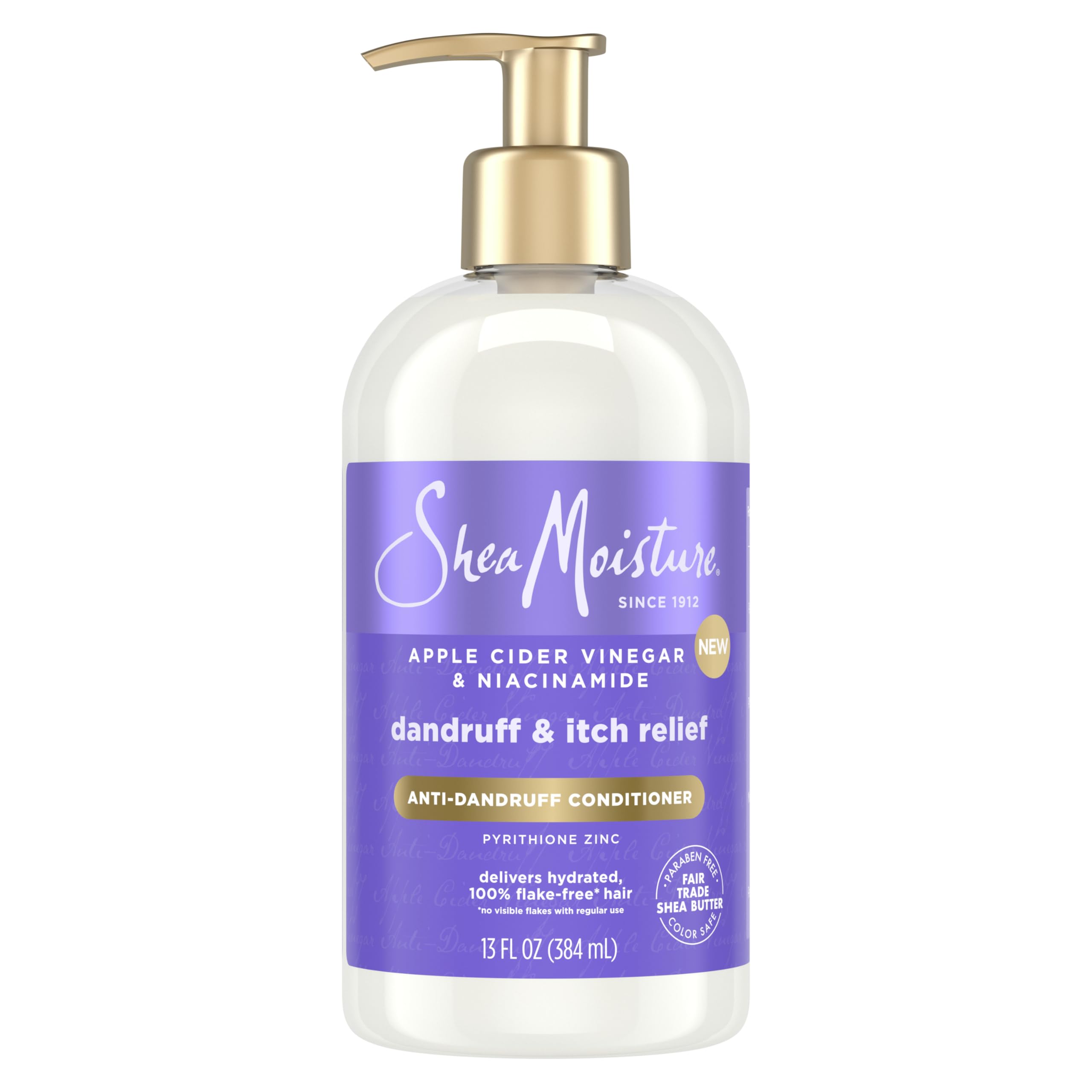SheaMoisture Apple Cider Vinegar anti-dandruff conditioner bottle offers soothing scalp relief and hair hydration.