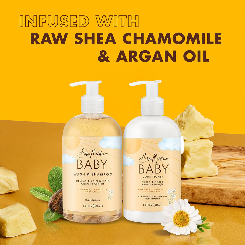 Sheamoisture Curls & Coils conditioner tube detangles and softens baby curls.