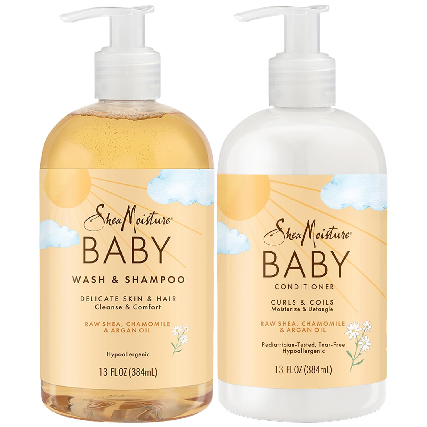 Sheamoisture Baby Essentials tear-free shampoo bottle for gentle bath time cleansing.