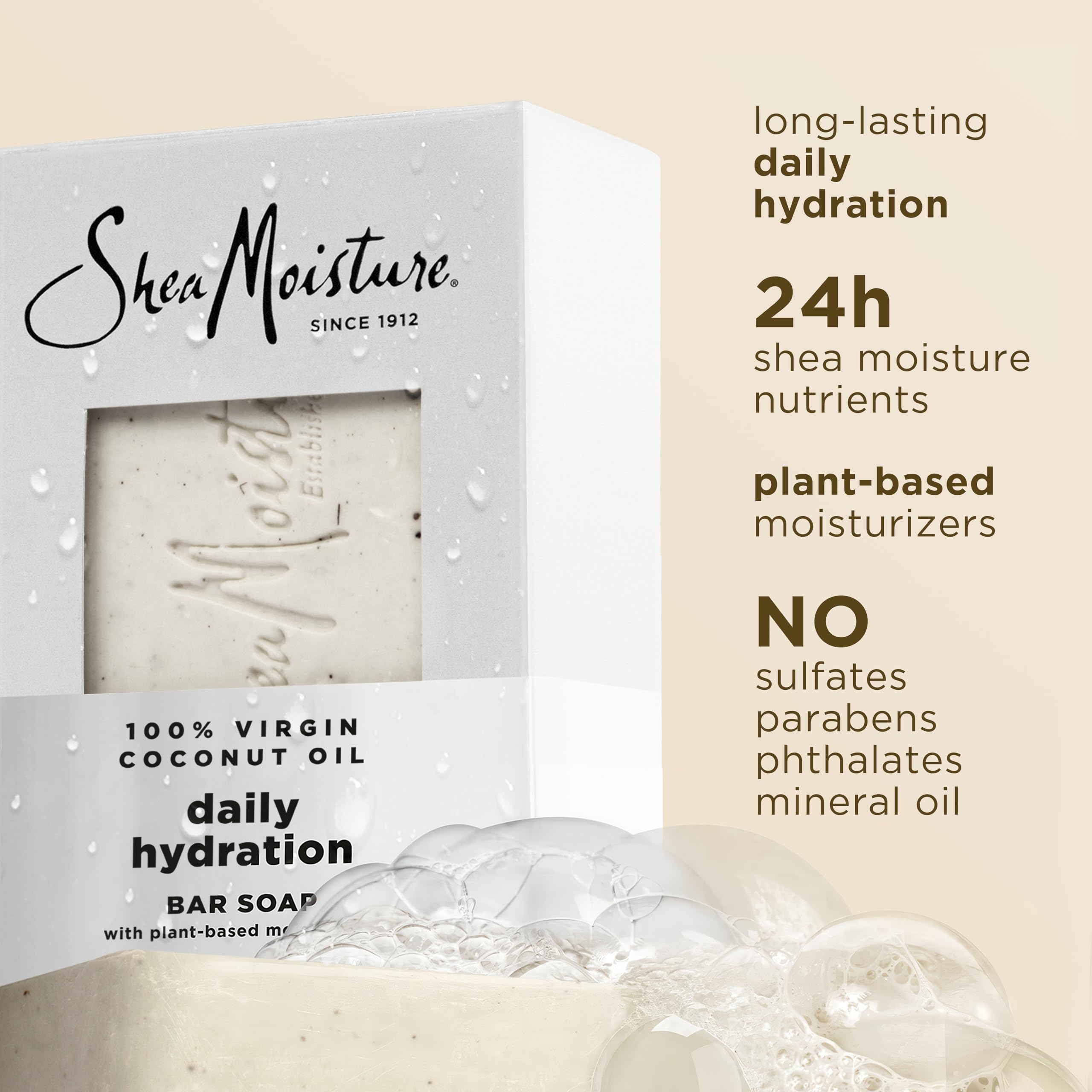SheaMoisture Bar Soap in shower setup demonstrating body and face use