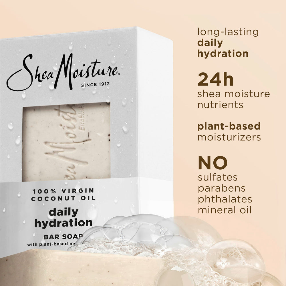 SheaMoisture Bar Soap in shower setup demonstrating body and face use