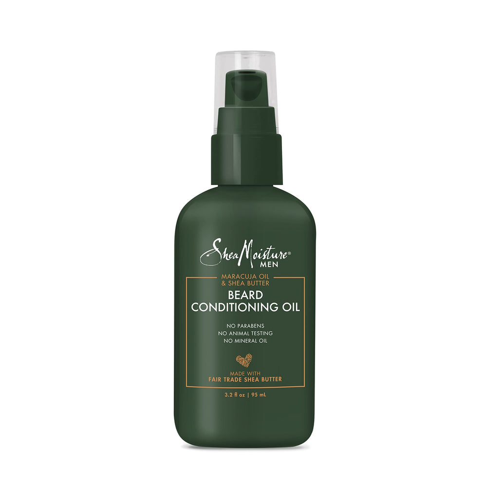 SheaMoisture beard oil bottle delivers lightweight hydration for a full beard.