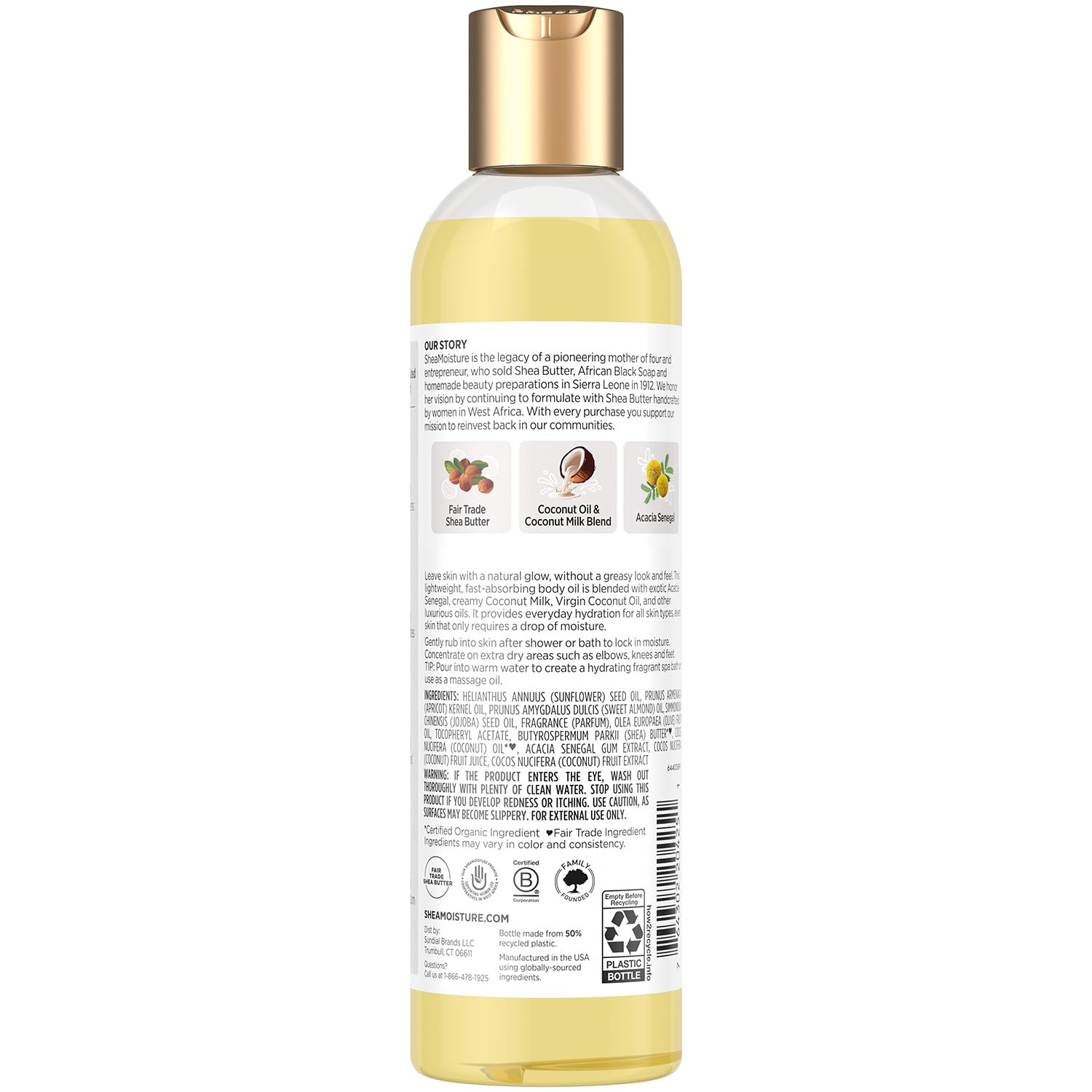 SheaMoisture body oil after-shower application on damp skin