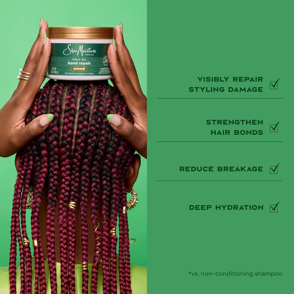 Hair after-use glow image communicates stronger-looking strands and reduced breakage potential.