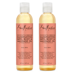 SheaMoisture Coconut & Hibiscus bath oil bottle pour shows silky hydration for dry skin.
