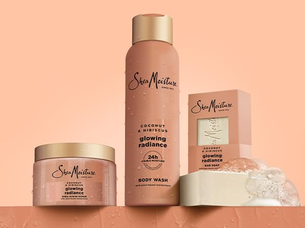 Coconut Hibiscus collection banner from SheaMoisture highlights glow goals