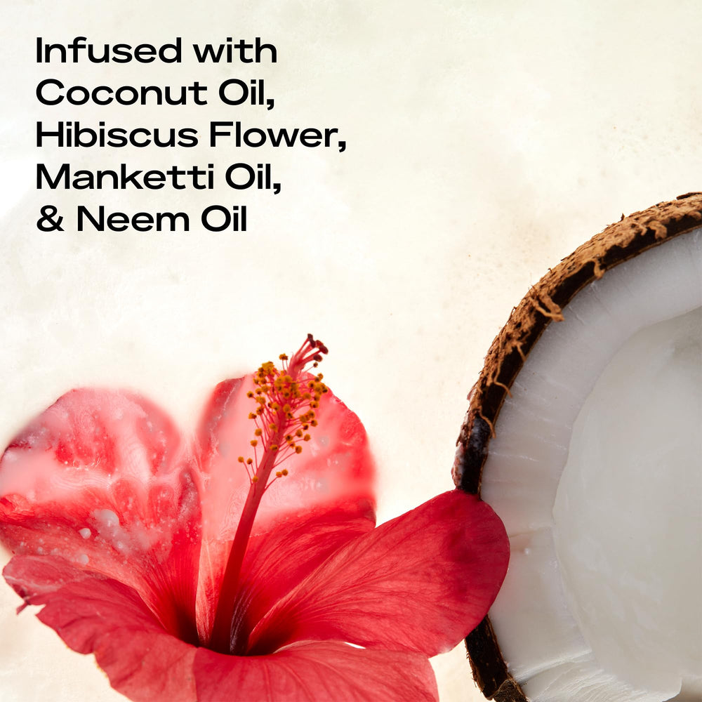 Sheamoisture Coconut & Hibiscus conditioner bottle provides rich moisture for soft, manageable curls