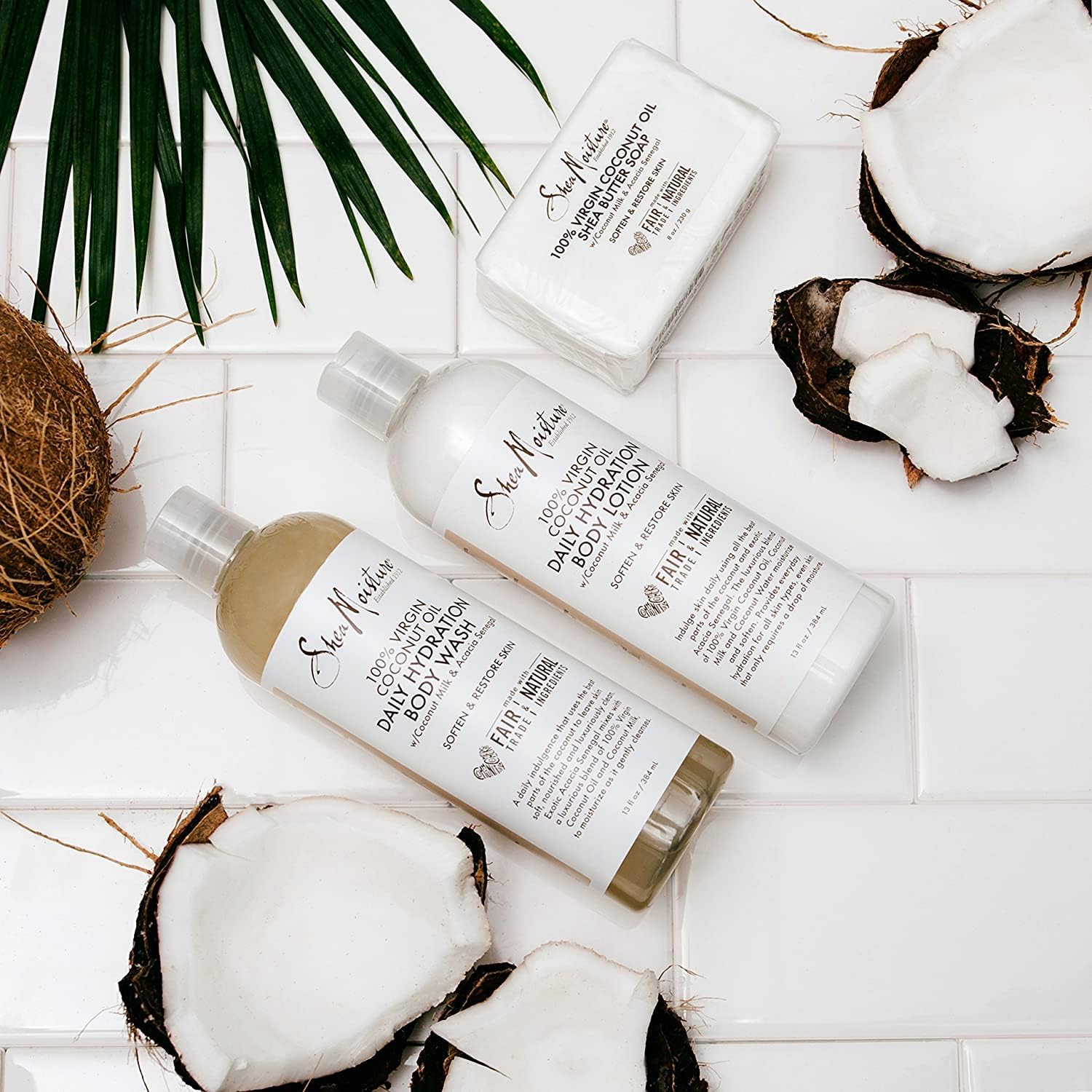 SheaMoisture Coconut Oil Bar Soap ingredients close-up emphasizing hydrating skin